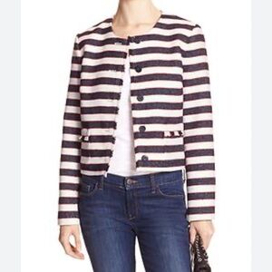 BANANA REPUBLIC STRIPE BOUCLE CLASSIC LADYLIKE PREPPY JACKET BLAZER